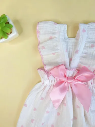 Miniatura 8 de QWINEE Vestido con estampado de corazón para perro y gato, decoración de lazo, lindo vestido de tutú para cachorro, falda tutú para chihuahua, Rosa