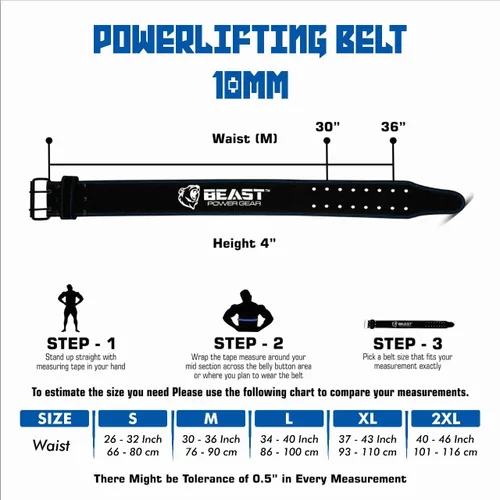 Miniatura 7 de Beast Power Gear Cinturones de Levantamiento de Pesas - Correa Gratuita de 4" de Ancho y 10mm de Grosor para Levantamiento de Pesas, Cultura Física
