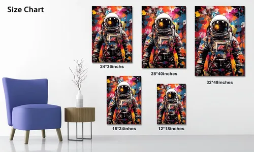 Miniatura 5 de ANRUOXI Arte de Pared de Graffiti, Impresión de Lienzo de Astronauta Espacial de Graffiti para Decoración de Pared, Impresiones de Arte Modernas