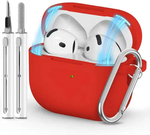 Miniatura 24 de Ljusmicker – Funda para AirPods 4 (2024) con cierre magnético en la tapa y juego de limpieza, funda protectora de silicona suave para Apple AirPods