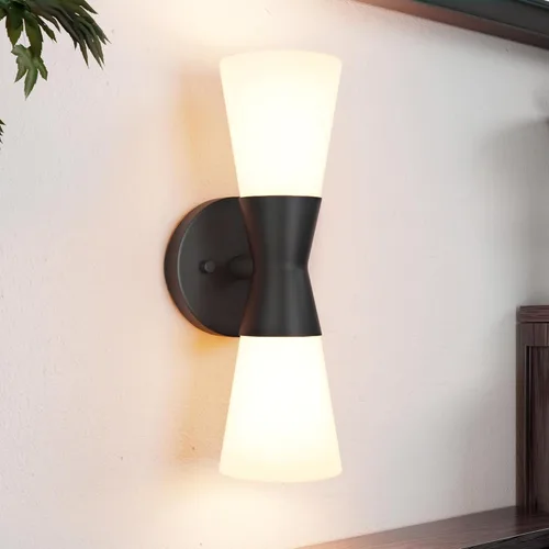 Miniatura 14 de Juego de 2 apliques de pared negros modernos, apliques de pared interiores hacia arriba y hacia abajo, lámpara de pared interior de mediados