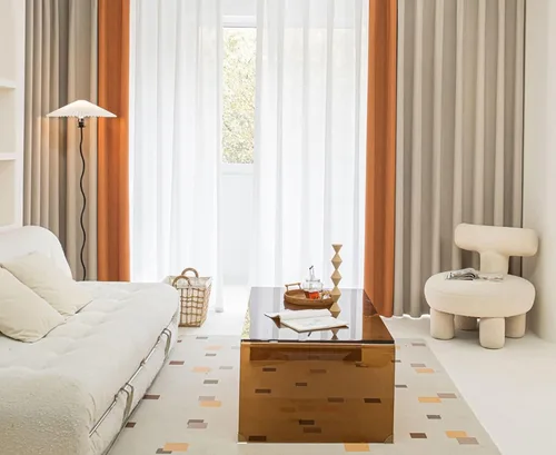 Miniatura 8 de Daesar Blackout Curtains for Bedroom 63 Inch Length, Eyelet Thermal Drapes Splicing Jacquard Geometric Texture Beige White Yellow Blackout Curtains