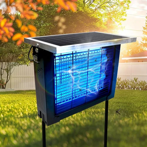 Potente exterminador solar de insectos para exteriores para 2000 pies cuadrados con cable de extensión de 13 pies, exterminador de mosquitos