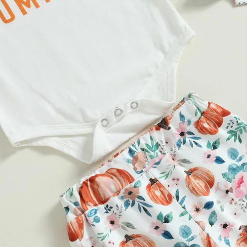 Miniatura 97 de Sejardin Ropa de verano para bebé y niña, recién nacida, manga corta, con letras, mameluco elástico con diadema