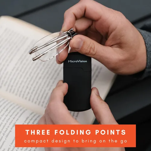 Miniatura 2 de Gafas de lectura plegables sin montura ejecutivas con estuche compacto para mujeres y hombres, delgadas, ligeras y portátiles