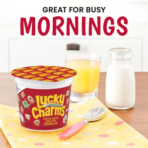 Miniatura 4 de Copa de cereales Lucky Charms con malvaviscos, cereales sin gluten para desayuno, porción individual, 1.7 oz (paquete de 12 unidades)
