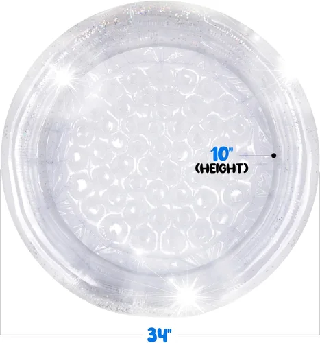 Miniatura 5 de ArtCreativity Piscina inflable brillante para niños de 34 x 10 pulgadas, 3 niveles, piscina inflable transparente con purpurina plateada, fácil