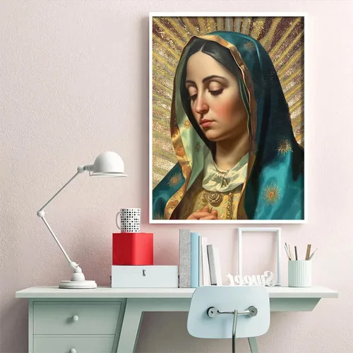 Miniatura 2 de Kits de arte de diamantes 5D DIY para adultos, kits de arte de diamantes de taladro completo, pintura de Nuestra Señora Guadalupe Body Portrait
