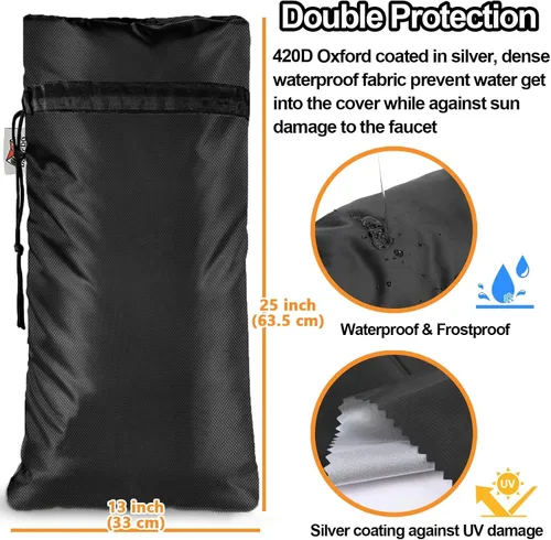 Miniatura 3 de Cubiertas XXL para grifos al aire libre para invierno, protector anticongelante de 3M Thinsulate para aspersores, 63.5 cm x 33 cm para grifos