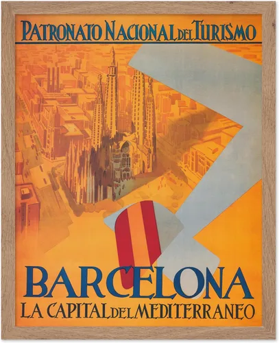 Poster Master Barcelona Spain Poster - Vintage Travel Wall Art - Tourism Poster - Great Wall Decor Gift for Home, Office, Living Room, 8x10 Beige