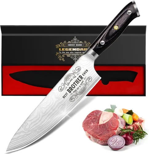 Funistree Regalos para hermanos hombres, cuchillo de cocina para hermanos, regalos para cumpleaños, 8 pulgadas, cuchillo de chef profesional alemán