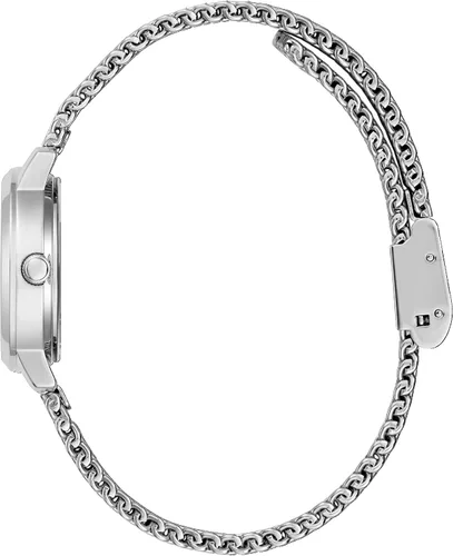 Miniatura 2 de GUESS US - Reloj analógico de malla en tono oro rosa con diamantes para mujer, plateado