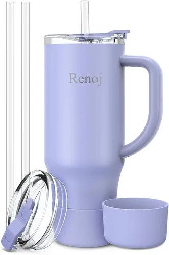 Miniatura 15 de Renoj FlexSlide White - Taza aislada 100% resistente a derrames, para café helado y bebidas calientes, se adapta al portavasos del automóvil, regalo