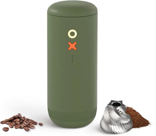 Nuttii Molinillo de Café de Rebabas – Eléctrico, Portátil, Pequeño, Silencioso, Mini Molinillo de Granos de Café Cónico Ajustable, 20 Verde oliva