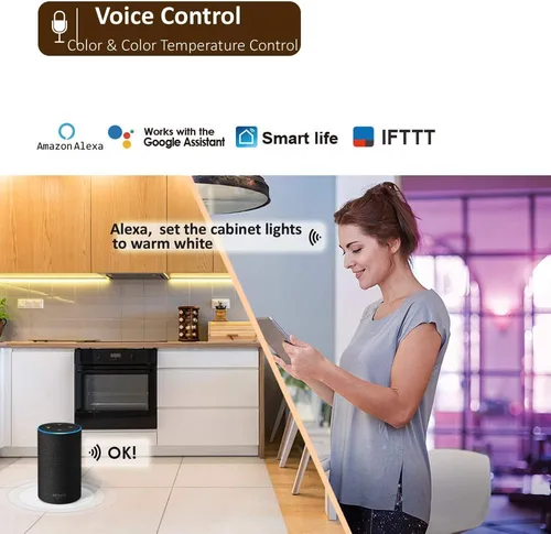 Miniatura 6 de Aplicación de iluminación inteligente para debajo del gabinete, luces de gabinete compatibles con Alexa y Google, enlazables con temporizador debajo
