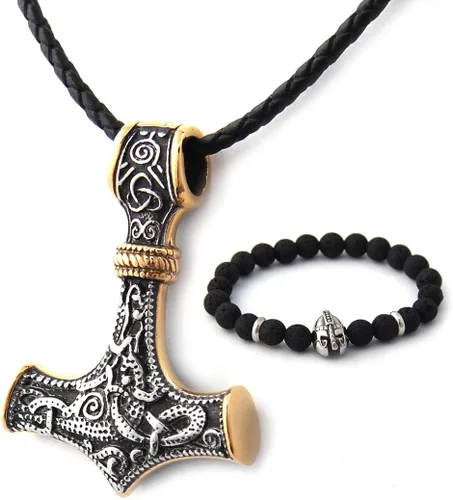 BAVIPOWER Colgante de oro de 18 quilates Mjolnir nórdico vikingo, martillo de Thors para hombres y mujeres, acero inoxidable 316L, joyería