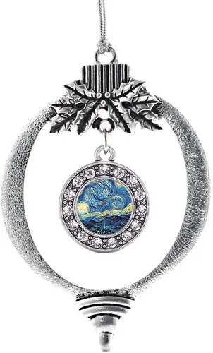 Miniatura 153 de Inspired Silver - Bonita bandera estadounidense - Adorno de Navidad plateado - Adorno de árbol de Navidad con dije circular con circonita cúbica