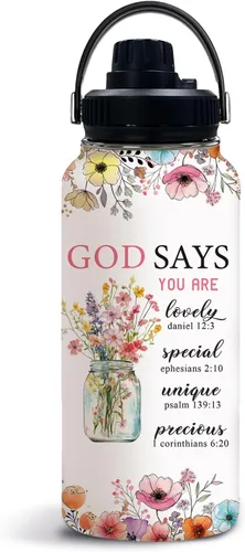 Miniatura 9 de Regalos cristianos para mujeres, Botella de agua de 32oz Hijo de Dios con tapa, regalo navideño inspirado en la fe basado en la Biblia para ella
