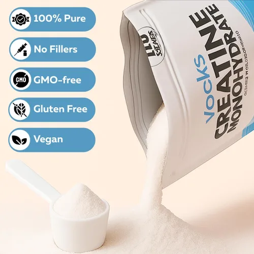 Miniatura 3 de Vocks Polvo de Monohidrato de Creatina - Suplemento de Creatina, Creatina Micronizada, Polvo de Creatina - Sin Sabor y Sin Gluten, 5g por Porción
