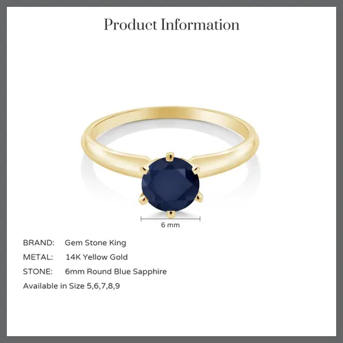 Miniatura 43 de Anillo de compromiso solitario con piedra preciosa redonda de oro amarillo de 14 quilates de 0.236 in para mujer Ajuste clásico de 6 puntas