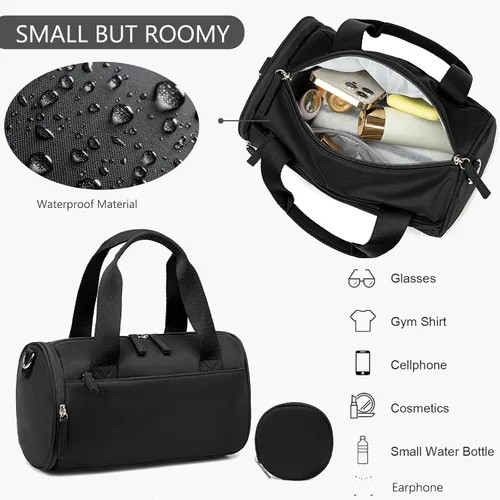 Miniatura 4 de Mini bolsa de gimnasio para mujeres y niñas, bonita bolsa de lona pequeña de 12 pulgadas con bolsillos multifuncionales, bolsas deportivas
