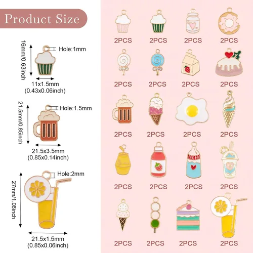 Miniatura 2 de Craftdady Encantos colgantes esmaltados con dijes de alimentos, animales, flores, encantos bonitos, dijes de frutas de metal colorido, ornamento