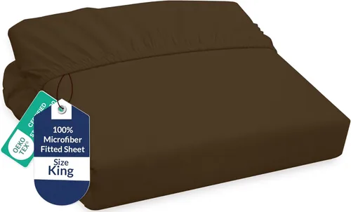 Miniatura 55 de Royale Linens Sábana Bajera King - Microfibra Cepillada Ultra Suave 1800 - Sábanas Inferiores de Lujo Hotelero - Sin Arrugas y Resistente a la Rosa