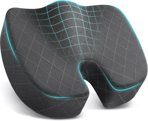Miniatura 13 de TushGuard - Cojín para asiento de oficina/coche, almohadilla antideslizante para silla para aliviar el dolor de ciática, coxis y espalda, almohada