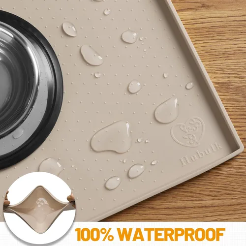 Miniatura 4 de Hubulk - Alfombrilla para alimentación de perros, 100% impermeable, silicona de grado alimenticio para bandeja de comida y agua para mascotas, apta