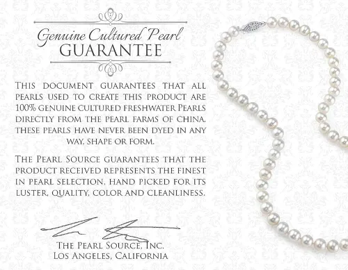 Miniatura 5 de The Pearl Source Collar de perlas cultivadas de agua dulce de plata de ley 0.354-0.394 in AAA para mujer