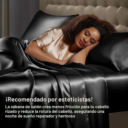 Miniatura 4 de BEDELITE - Juego sábanas de satén de 4 piezas, suaves y sedosas para cabello y piel, 1 sábana bajera con esquinas profundas, 1 sábana encimera y 2