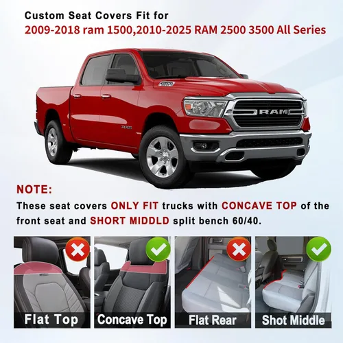 Miniatura 6 de Huidasource - Juego completo de fundas de asiento para Dodge Ram, fundas impermeables de cuero para camioneta pickup, con cobertura total, protector