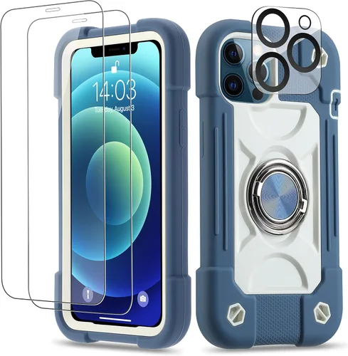 Miniatura 80 de Funda para iPhone 11 de 6.1 pulgadas con soporte de anillo, con 2 protectores de pantalla de vidrio, resistente a los golpes, resistente a