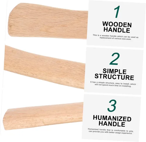 Miniatura 6 de Mango de hacha de madera de 19.68 pulgadas, mango de hacha de repuesto para corte de leña y camping, pieza de madera ergonómica duradera con fácil