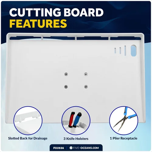Miniatura 5 de Five Oceans Tabla de cortar para barco, 20 x 12 pulgadas - Mesa de filete premium con soporte para barra, ranura para cuchillo, almacenamiento