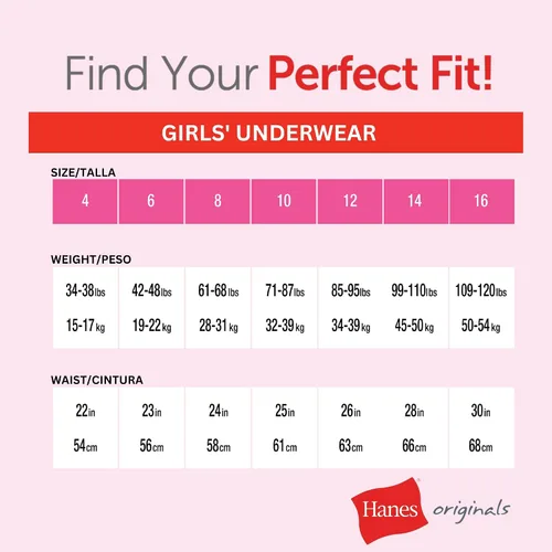 Miniatura 3 de Hanes Ropa interior original para niña, pantalones cortos e hipster de algodón elástico, paquete de 6