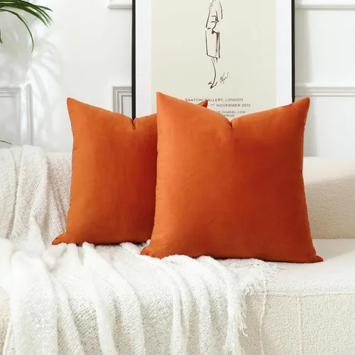 Miniatura 19 de Stellhome - Juego de 2 fundas de almohada de terciopelo Rosa claro