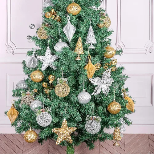 Miniatura 7 de Adornos de bola de Navidad, juego de 4 piezas de hilo de ratán de piña plateada, adorno de árbol de Navidad, árboles de Navidad, decoración de Plata