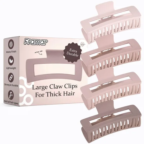 Miniatura 13 de FRAMAR - Pinzas grandes de garra para cabello grueso – Pinza grande para cabello grueso, pinzas grandes para mujeres, pinzas de garra para mujeres