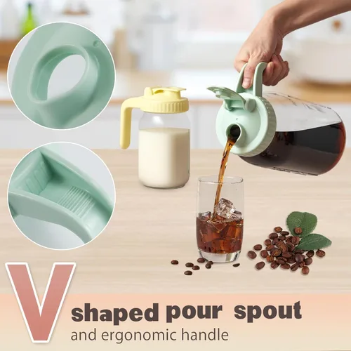 Miniatura 3 de Paquete de 2 tapas para frascos Mason de boca ancha en forma de V con asa, tapa con pico vertedor para frasco Mason con tapa abatible extendida, Rosa