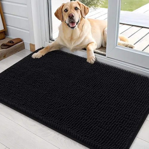 Olanly Tapete para puerta de perro y patas fangosas, absorbe la humedad y la suciedad, antideslizante, lavable, de felpilla de secado rápido, para