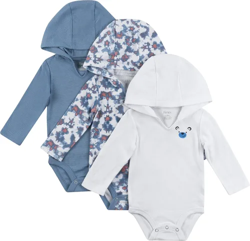 Hanes Body de manga larga para bebé, sudadera con capucha para niños y niñas, paquete de 3