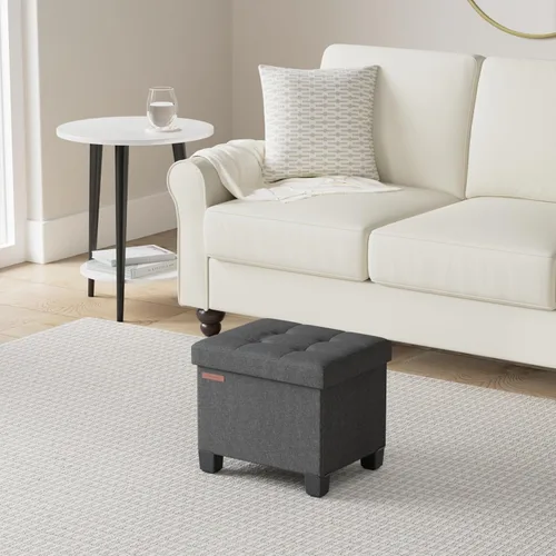 Miniatura 2 de SONGMICS Otomana de almacenamiento, reposapiés otomano pequeño con patas, taburete de pie de 12.6 x 15.8 x 13.2 pulgadas, carga de hasta 660 libras