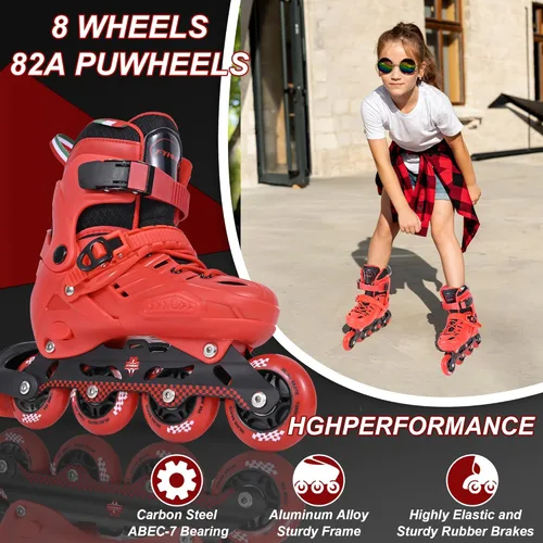 Miniatura 5 de Patines en línea ajustables para niñas y niños con 8 ruedas, patines en línea para niños, jóvenes, principiantes, niños grandes para jugar