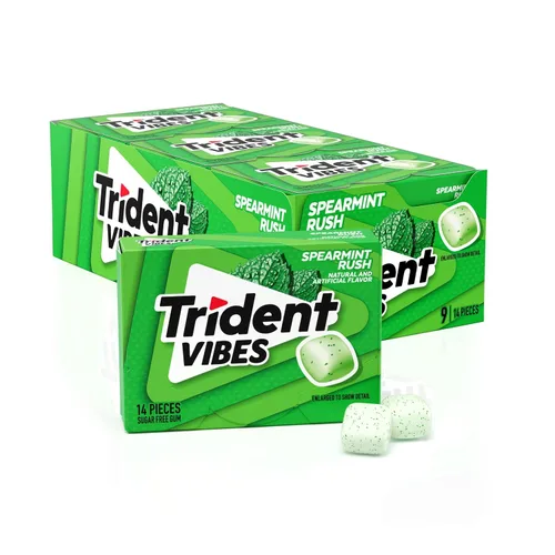 Miniatura 19 de Trident Vibes SOUR PATCH KIDS - Goma de mascar sin azúcar de frambuesa azul, 4 botellas de 40 piezas (160 piezas en total)