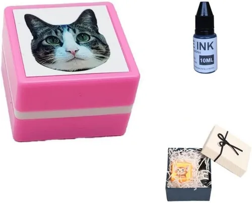 Miniatura 10 de Sello personalizado, sellos autoentintados personalizados para retratos de fotos de mascotas, sellos de goma personalizados, sello cuadrado