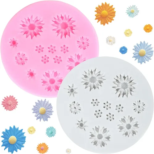Miniatura 17 de Moldes de silicona de girasol, molde de fondant de flores para decoración de pasteles, decoración de cupcakes, pasta de caramelo de chocolate, juego
