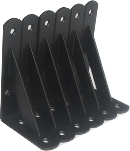 Miniatura 17 de Paquete de 16 soportes de estante resistentes negros de 20 pulgadas de largo x 12 pulgadas de alto con tornillos, soportes de estante de metal