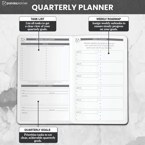 Miniatura 6 de Panda Planner - Agenda diaria sin fecha, organización de 90 días, productividad para emprendedores, objetivos establecidos, agenda semanal y mensual