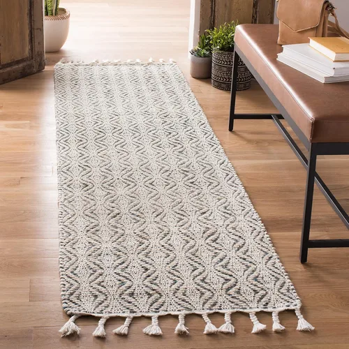 SAFAVIEH Natura Collection Alfombra de pasillo, 2 pies 3 pulgadas x 8 pies, carbón, lana hecha a mano, ideal para zonas de alto tráfico en sala de